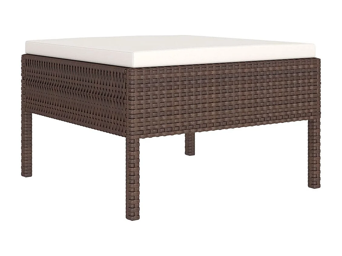 Set muebles de jardín 5 piezas y cojines ratán sintético marrón