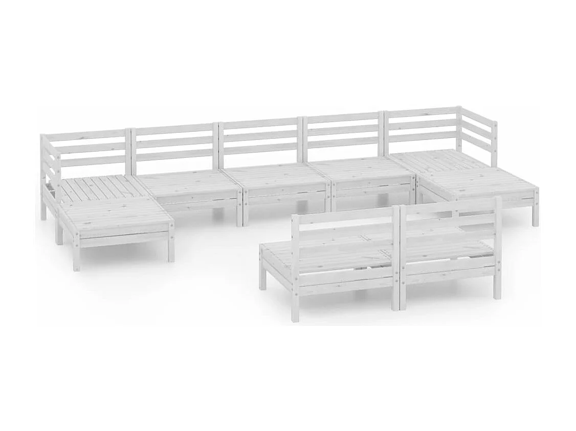 Juego de muebles de jardín 9 piezas madera maciza de pino blanco