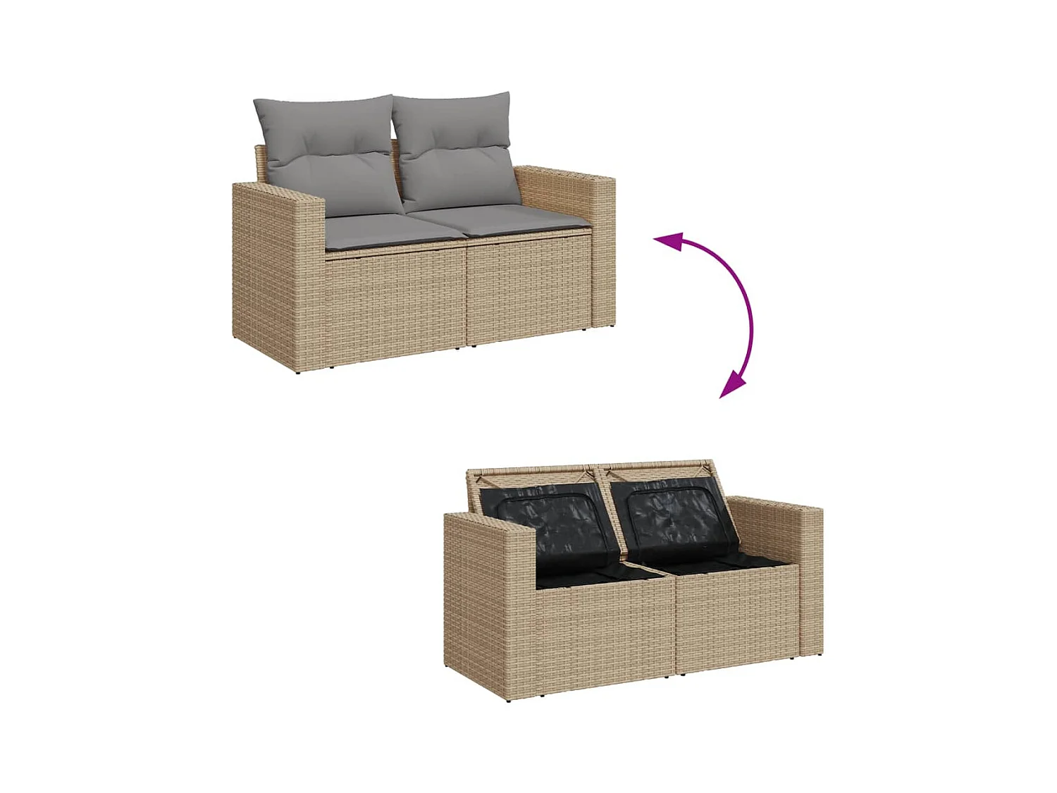 Salon de jardin avec coussins 8 pièces mélange beige résine tressée