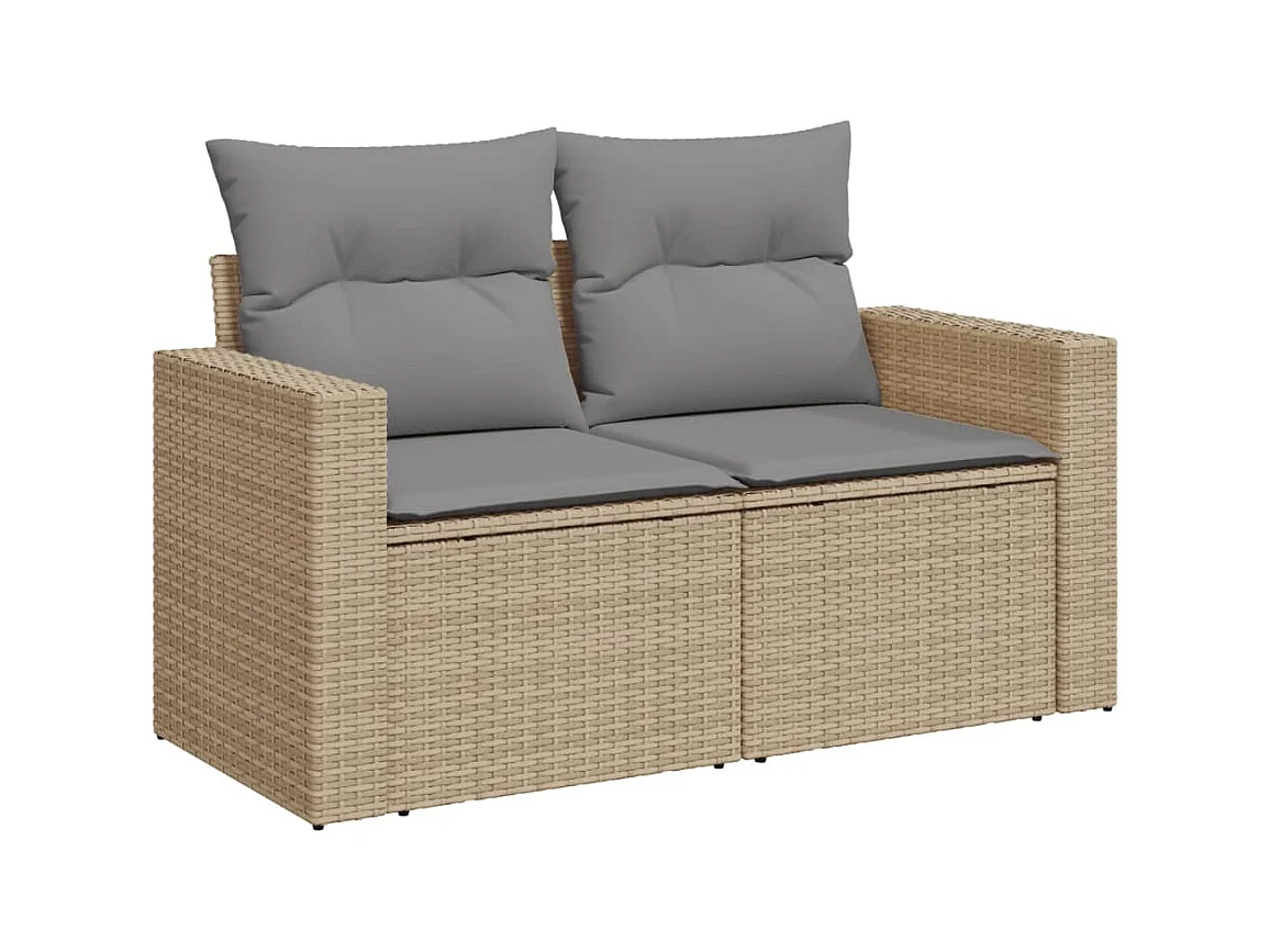 Salon de jardin avec coussins 8 pièces mélange beige résine tressée