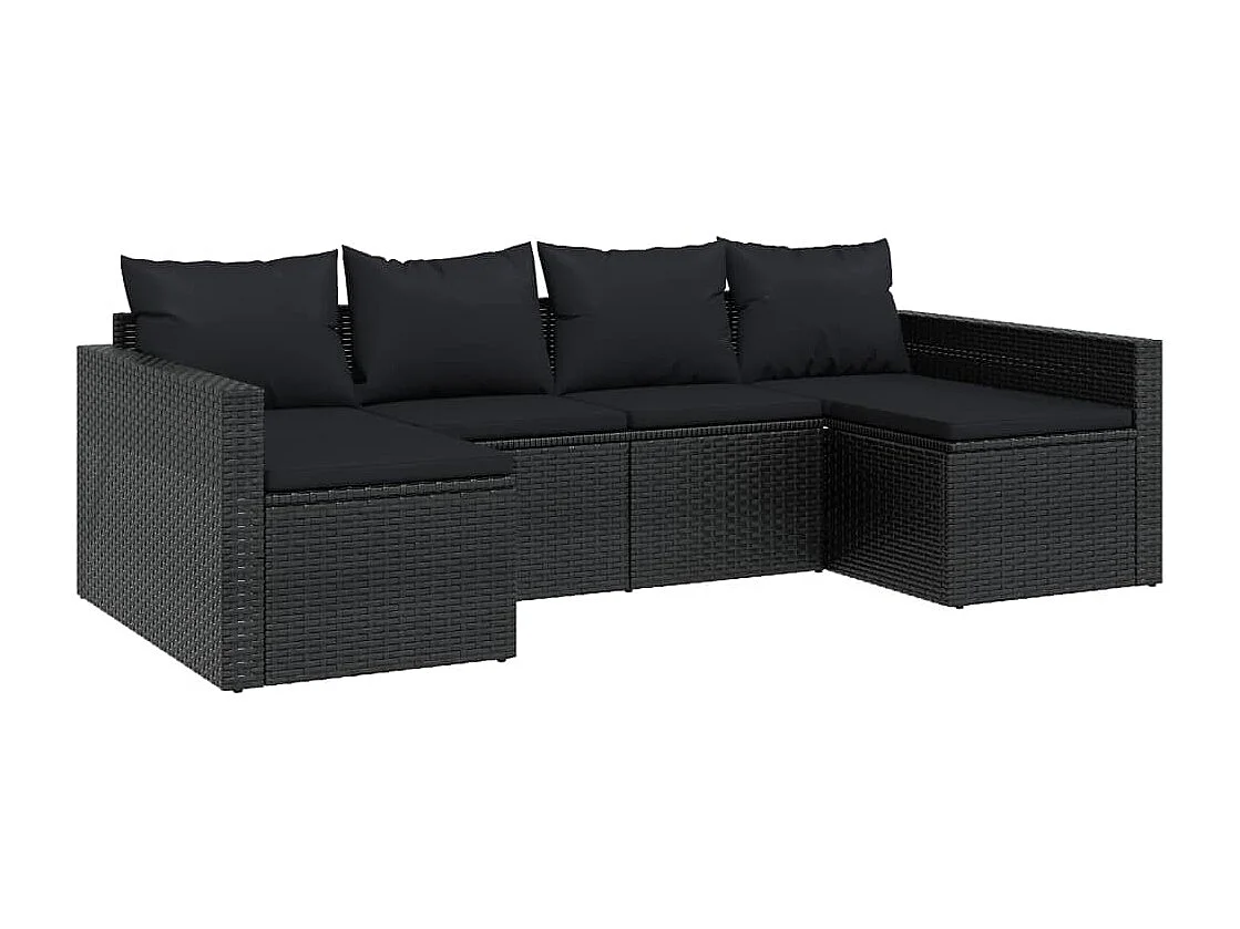 Set de muebles de jardín 2 piezas y cojines ratán sintético negro