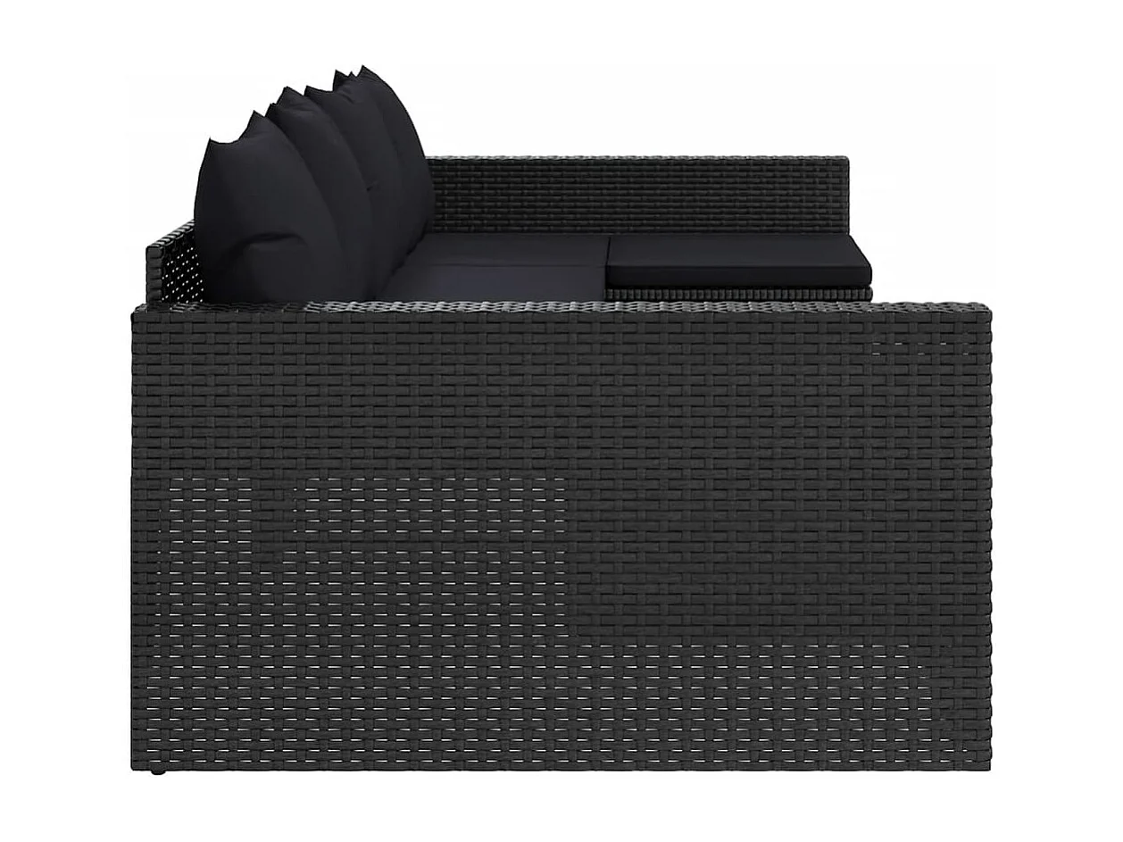 Set de muebles de jardín 2 piezas y cojines ratán sintético negro