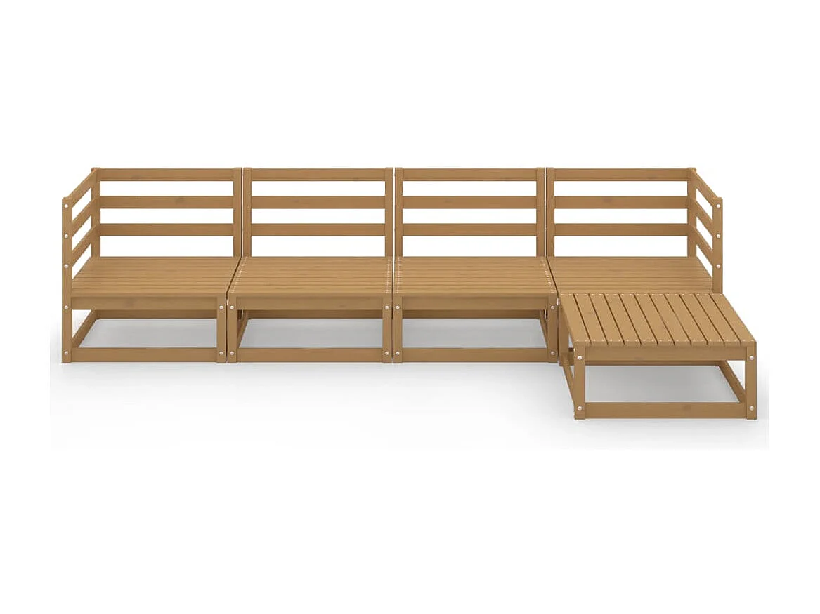 5 peças conjunto lounge de jardim pinho maciço castanho mel