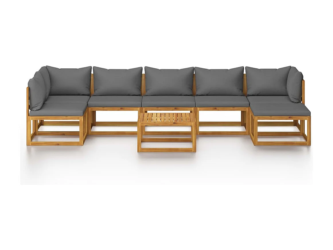 Salon de jardin 8 pièces avec coussin Bois d'acacia solide