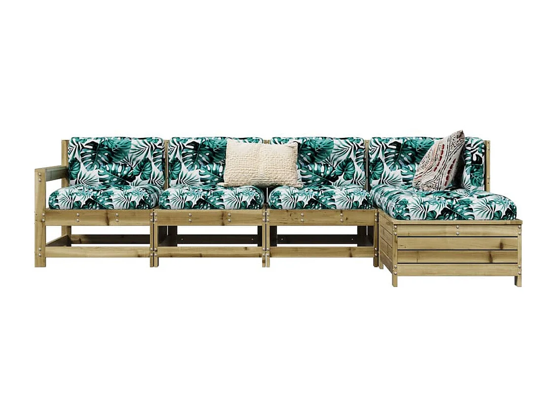 Salon de jardin 5 pièces bois de pin imprégné