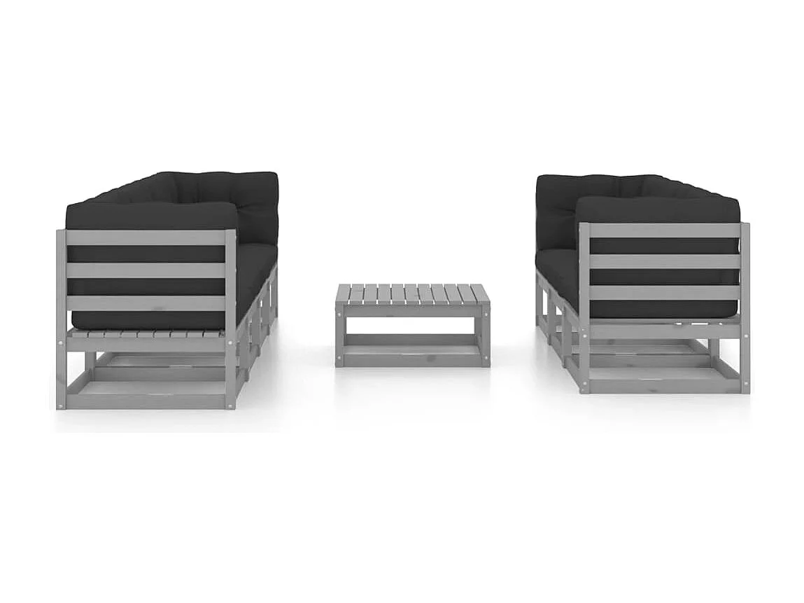 Juego de muebles de jardín 8 piezas y cojines madera pino maciza