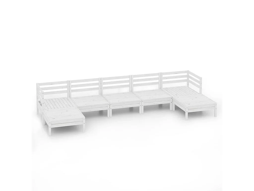 Juego de muebles de jardín 7 piezas madera maciza de pino blanco