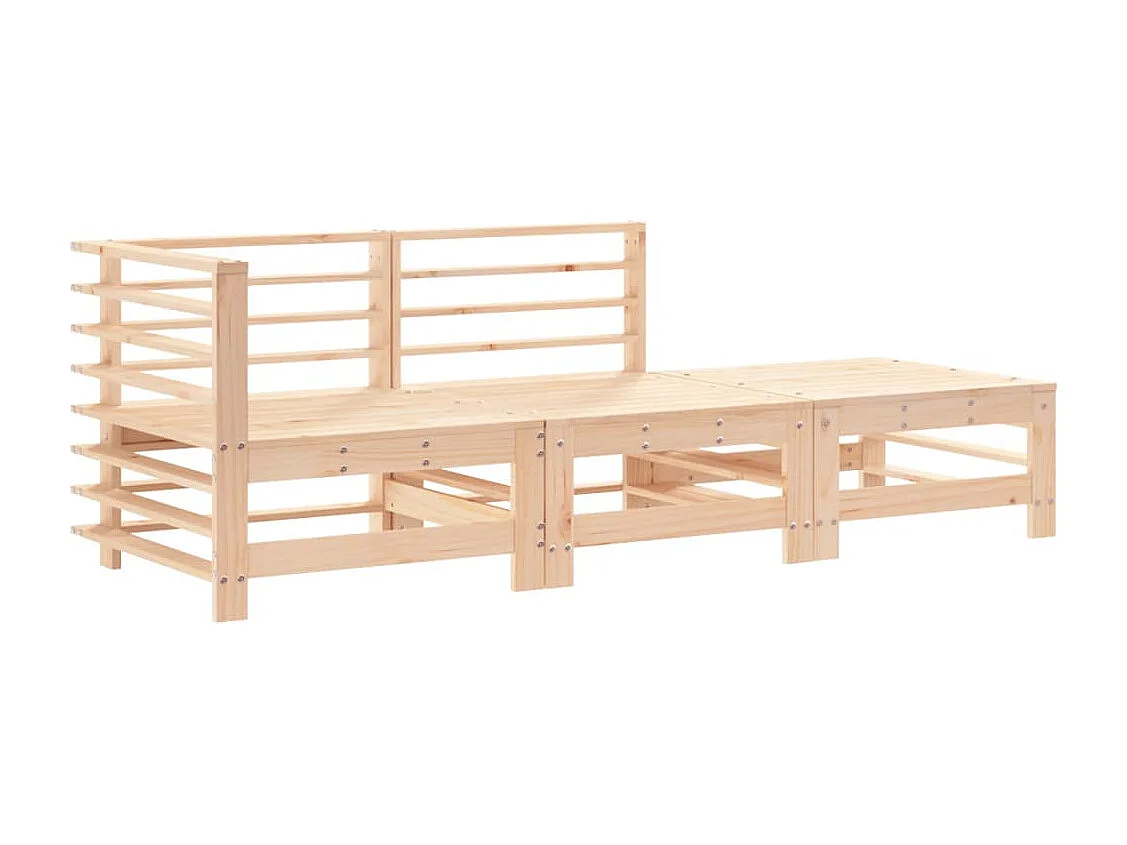 3-delige Loungeset met kussens massief hout