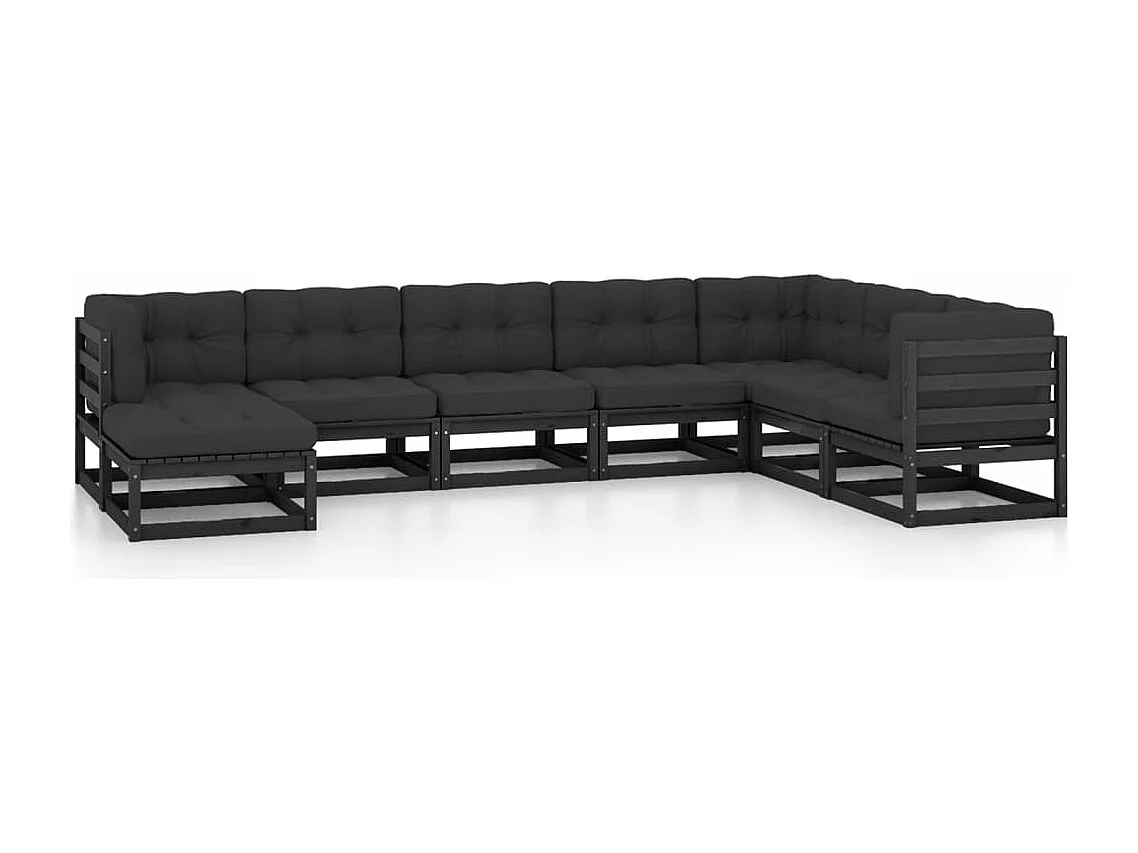 8 peças conjunto lounge de jardim c/ almofadões pinho maciço