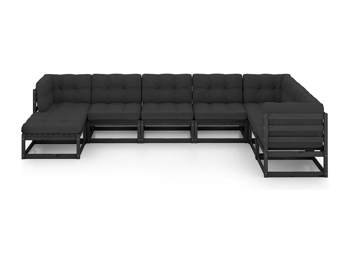 8 peças conjunto lounge de jardim c/ almofadões pinho maciço