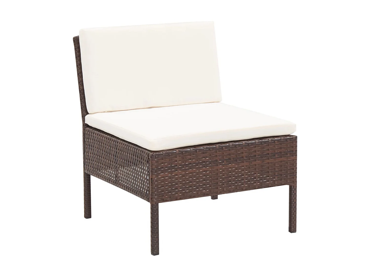 Salon de jardin 5 pièces avec coussins Résine tressée Marron