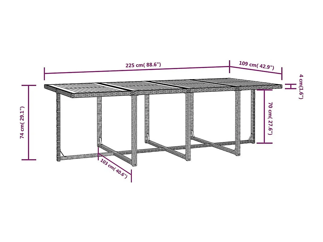 Set comedor de jardín 13 piezas y cojines ratán sintético negro