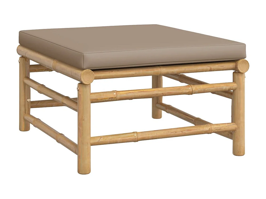 Salon de jardin 9 pièces avec coussins taupe bambou