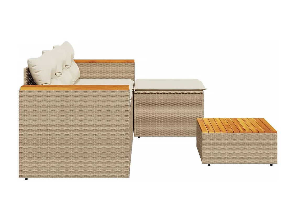 Juego de sofás de jardín con cojines beige 3 piezas ratán PE