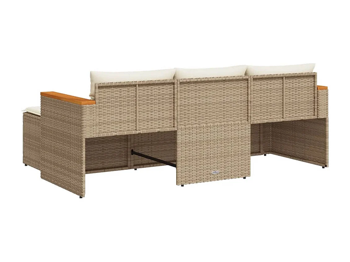 Juego de sofás de jardín con cojines beige 3 piezas ratán PE