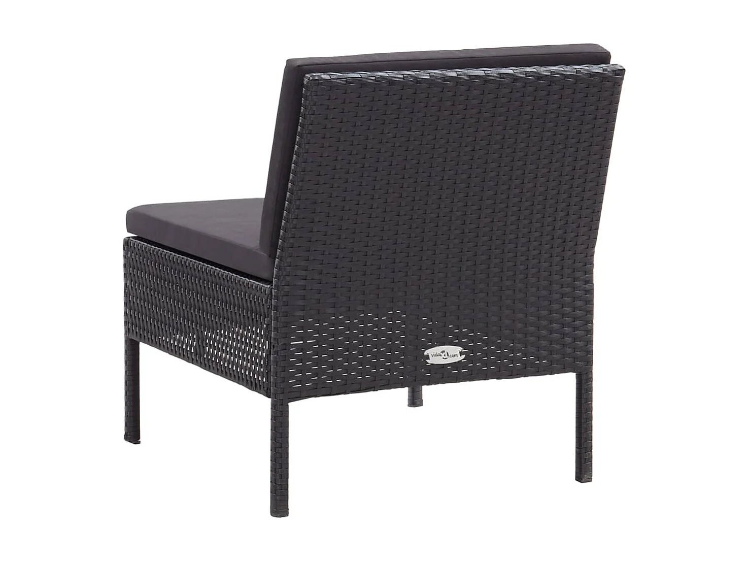 Set de muebles de jardín 3 piezas y cojines ratán sintético negro