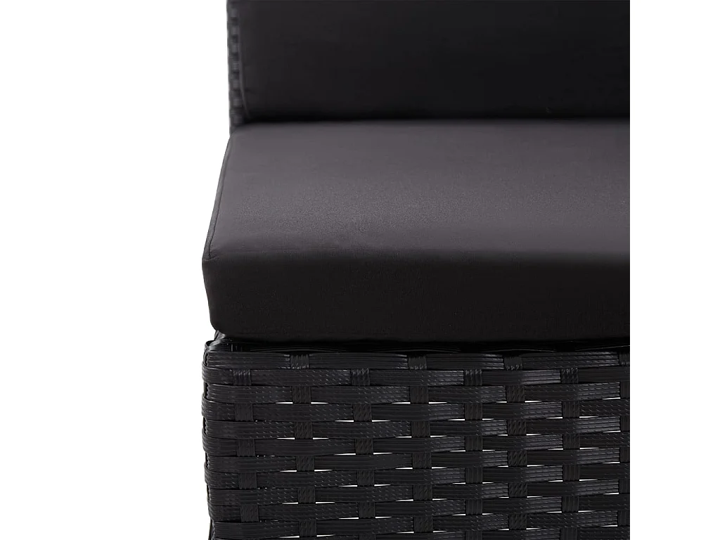 Set de muebles de jardín 3 piezas y cojines ratán sintético negro