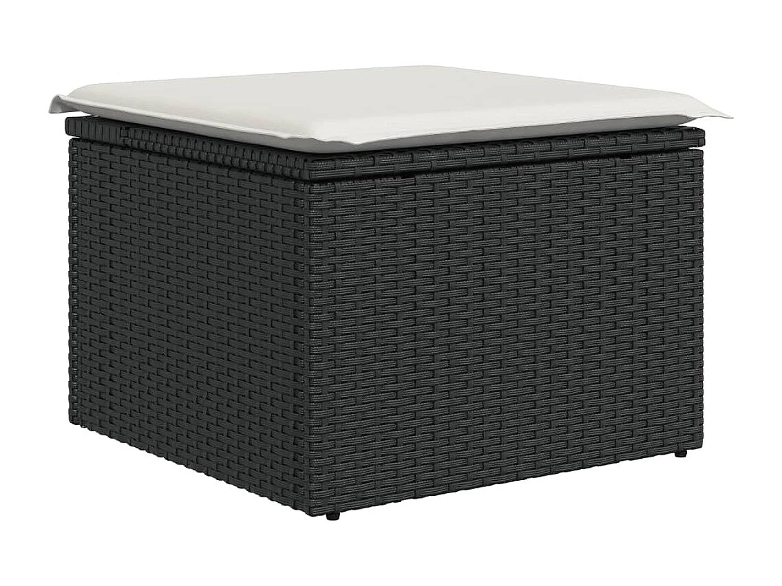10-delige Loungeset met kussens poly rattan zwart