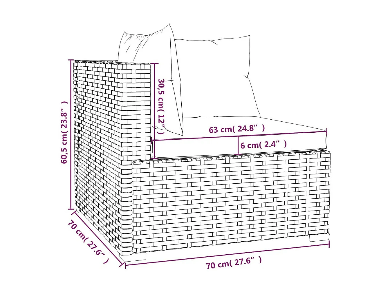 11-delige Loungeset met kussens poly rattan bruin