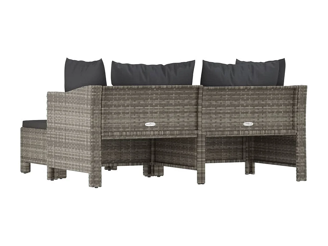 Salon de jardin 3 pièces avec coussins Gris Résine tressée