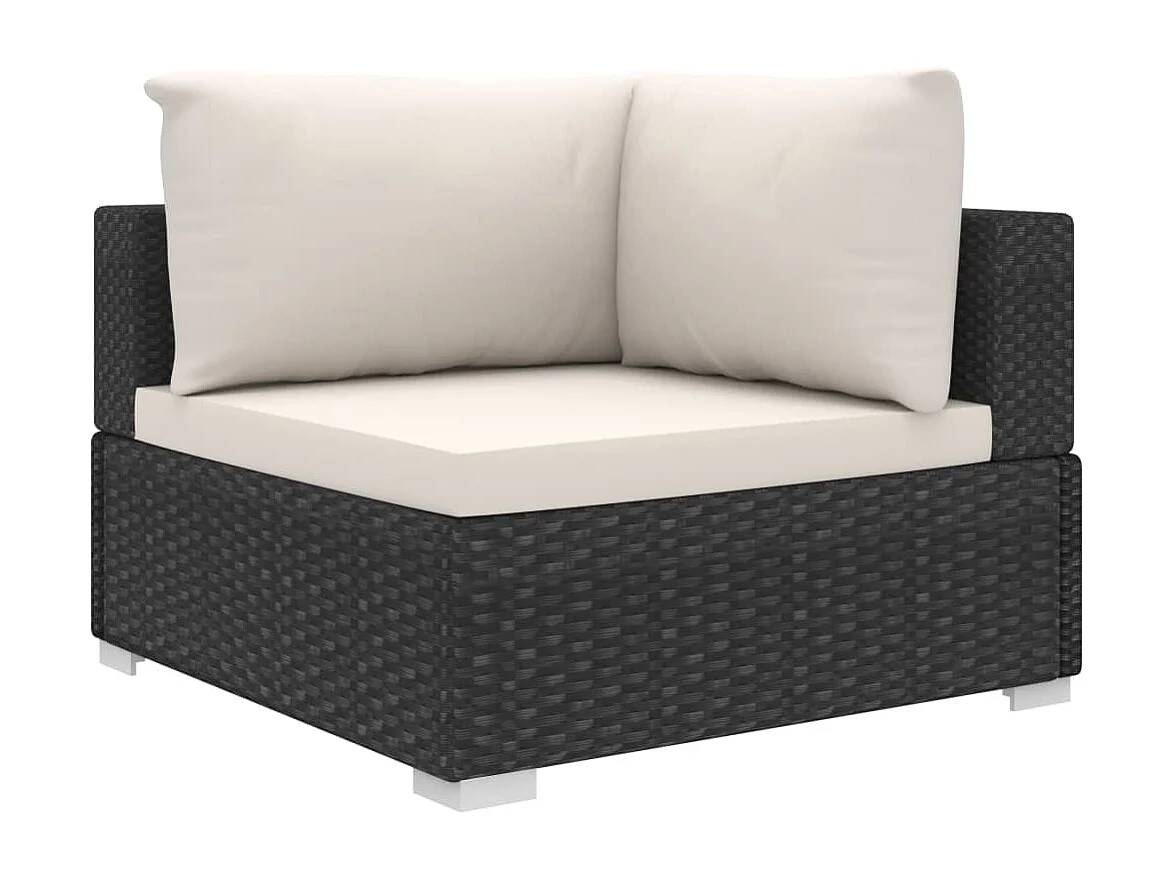 6 peças conjunto lounge de jardim c/ almofadões vime PE preto