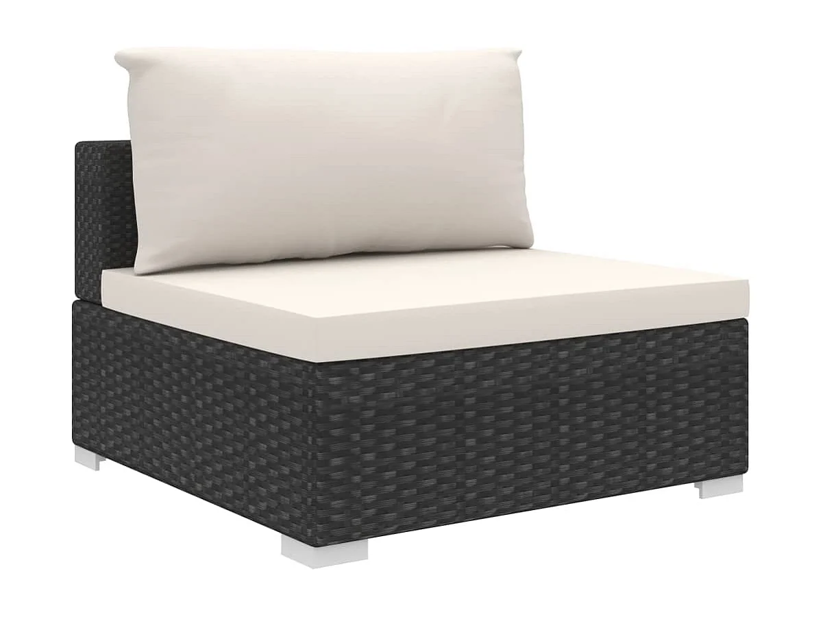 6 peças conjunto lounge de jardim c/ almofadões vime PE preto