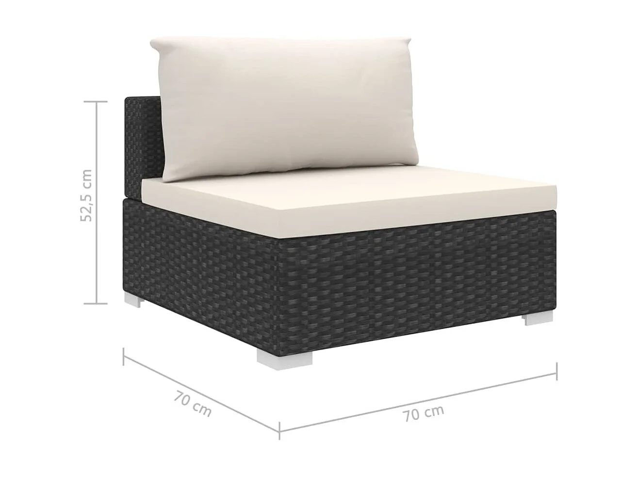 6 peças conjunto lounge de jardim c/ almofadões vime PE preto