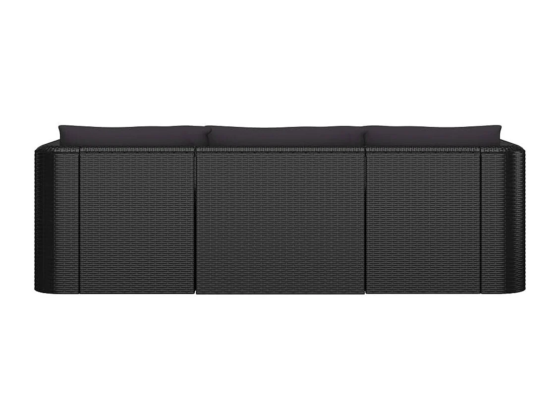 8-delige Loungeset met kussens poly rattan zwart