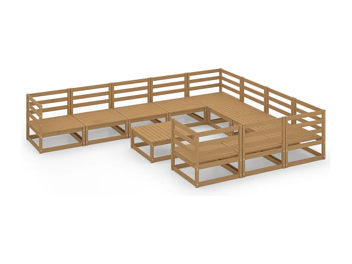 Muebles de jardín 11 piezas madera maciza de pino