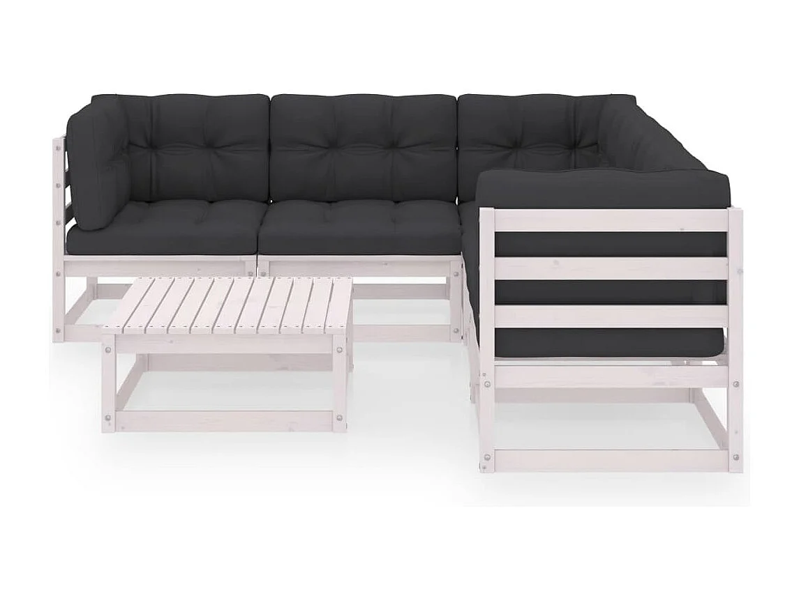 Salon de jardin 6 pièces avec coussins Bois de pin massif