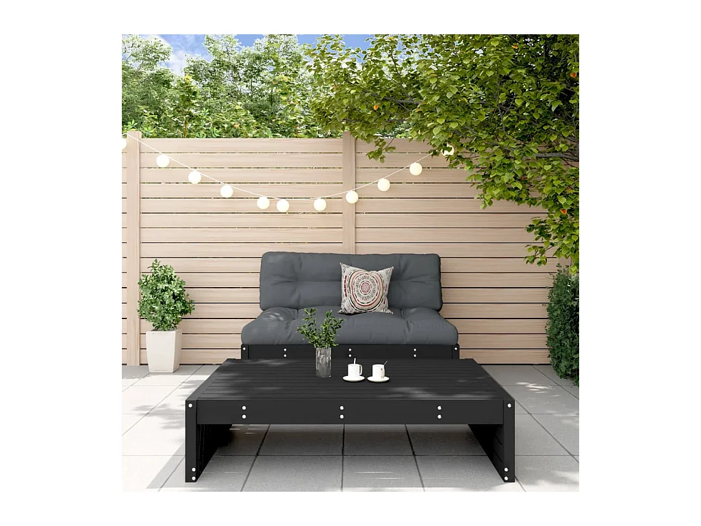 2-delige Loungeset met kussens massief hout zwart