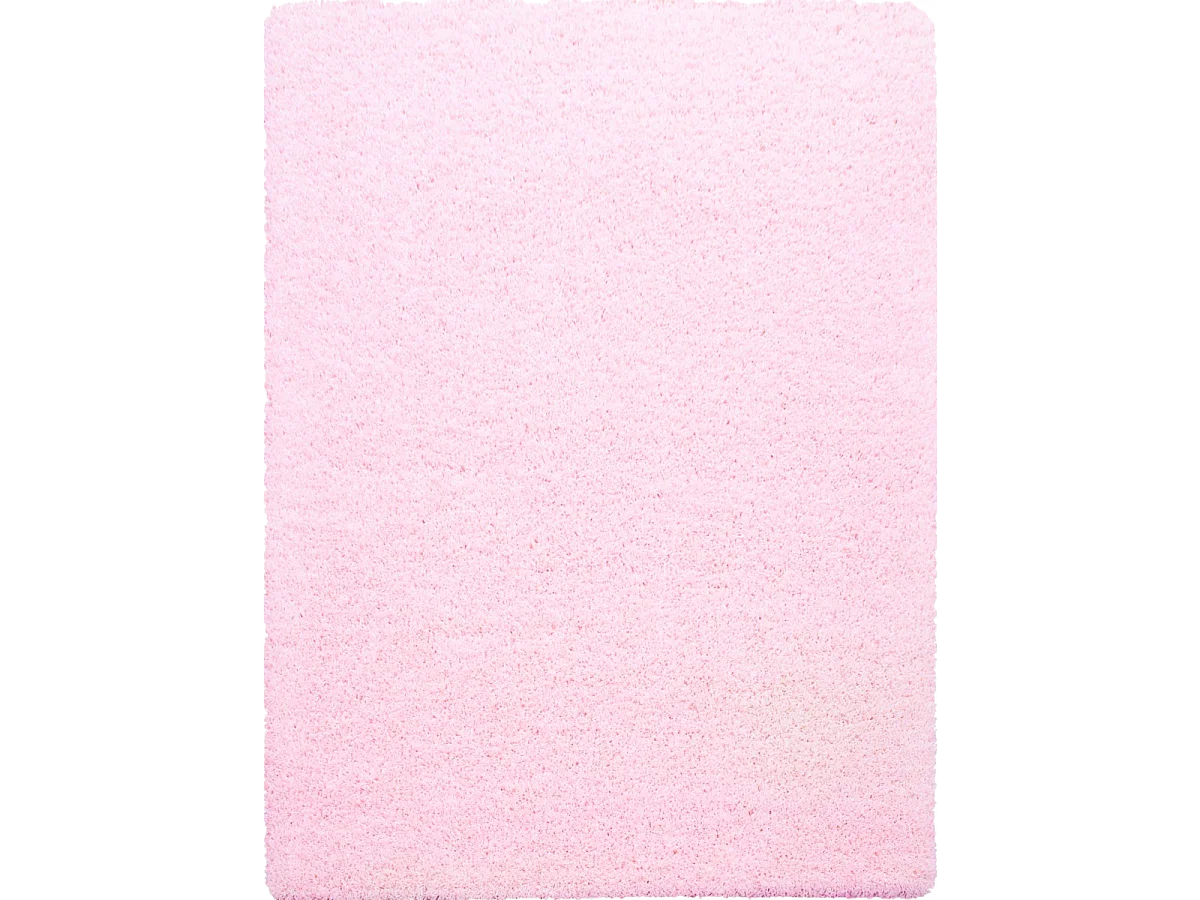 Tapis poils longs shaggy Ø200cm rond tissé rose motif uni UNI L