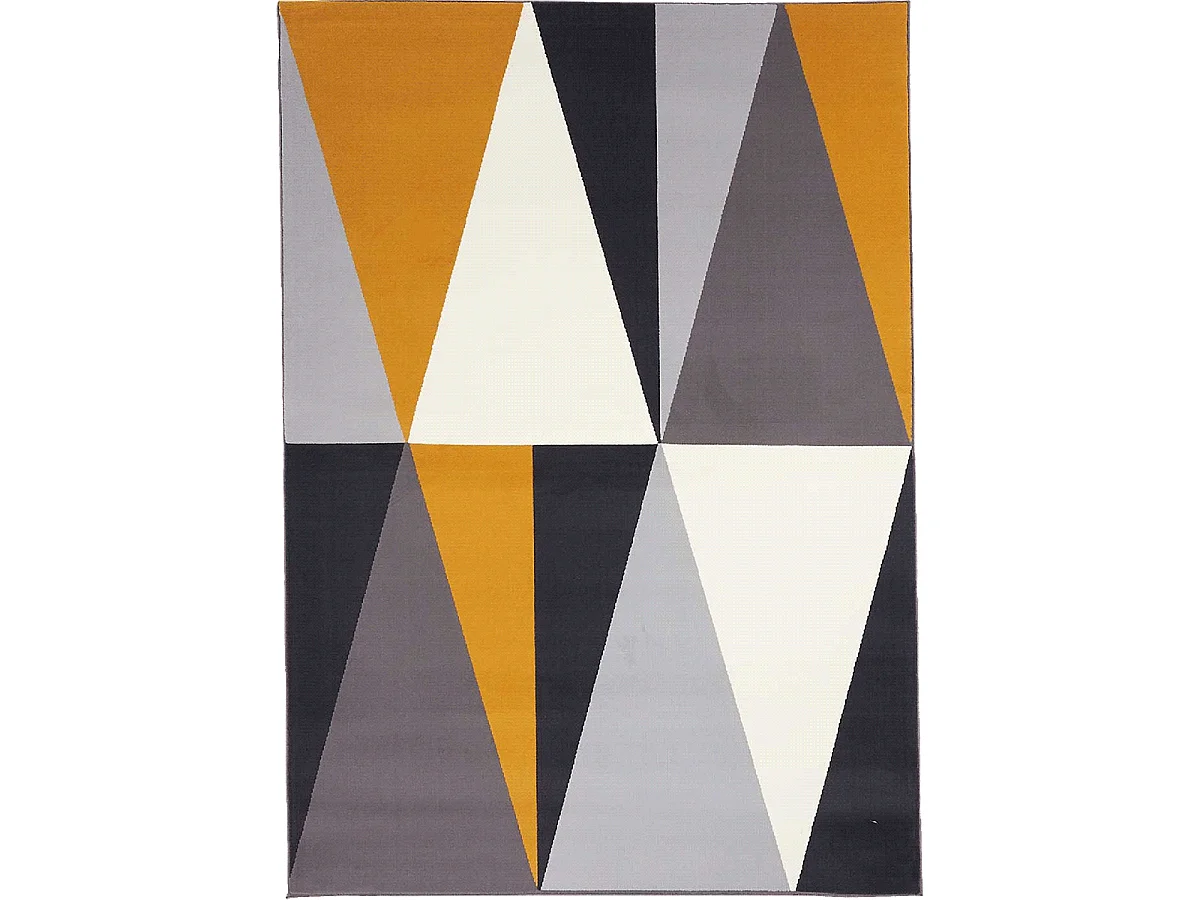 tapis chambre 60x110 tissé jaune et gris rectangle motif géométrique LYN49 BIGTRI