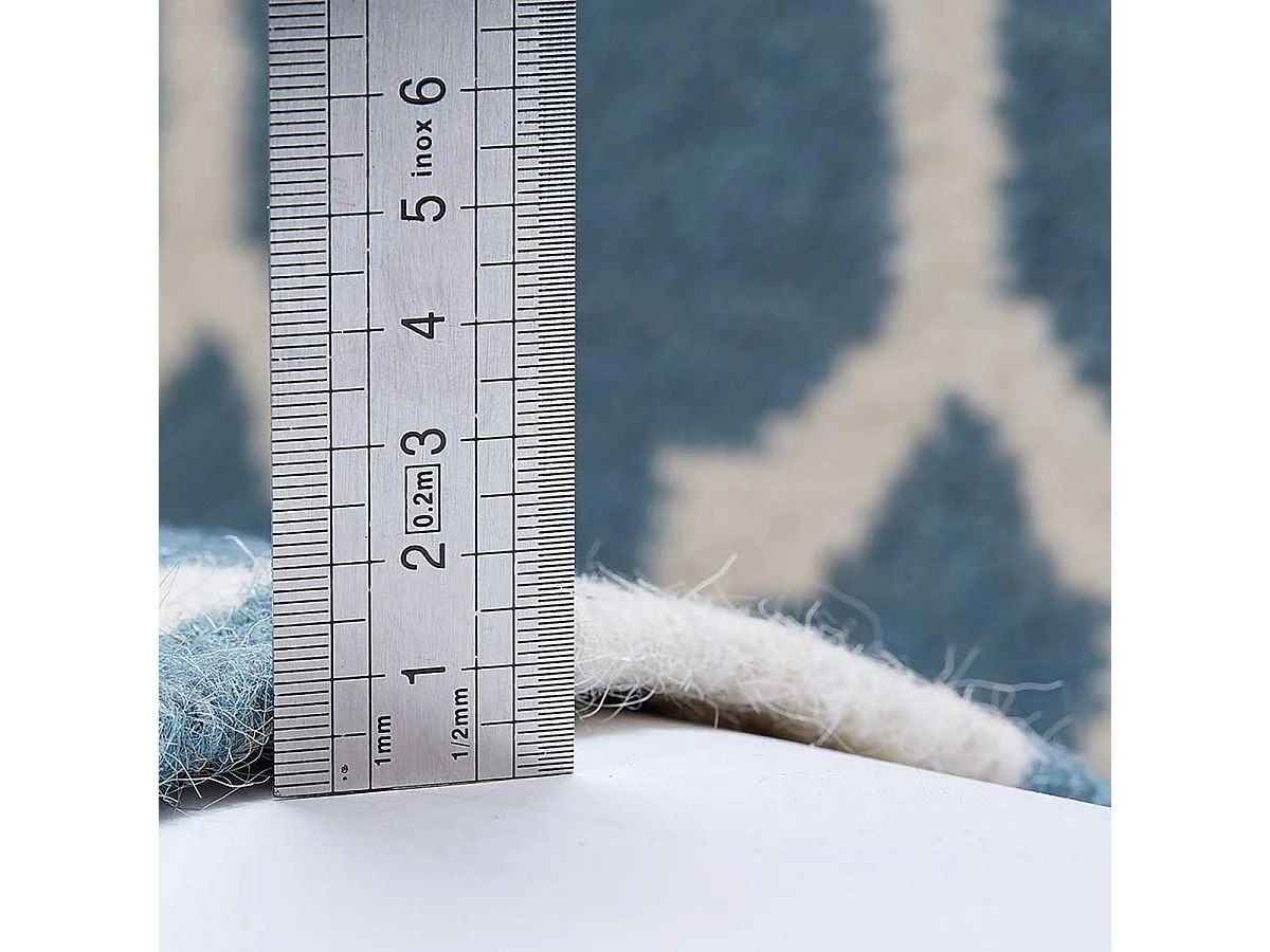 Tapis kilim 240x340 rectangle fait main en laine turquoise motif scandinave