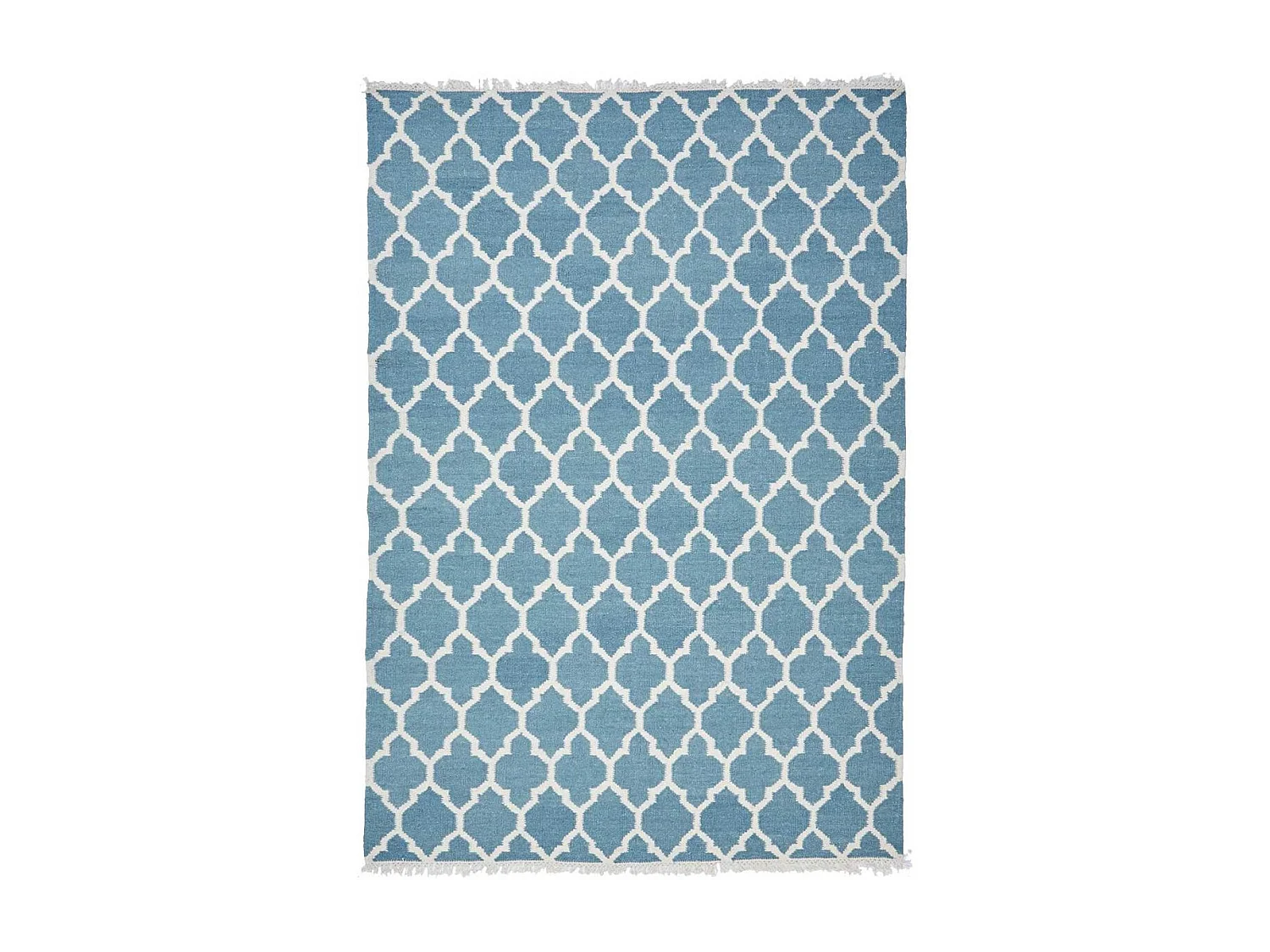 Tapis kilim 240x340 rectangle fait main en laine turquoise motif scandinave