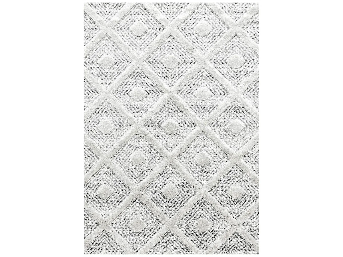 tappeto da soggiorno 200x290 intrecciato rettangolo grigio e bianco motivo scandinavo PISTIOUM