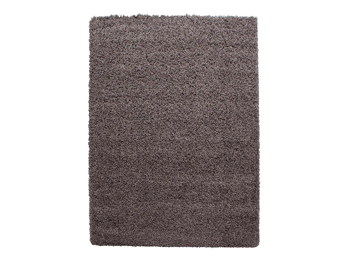 Alfombra Shaggy de pelo largo Ø200cm tejida redonda color topo liso UNI L