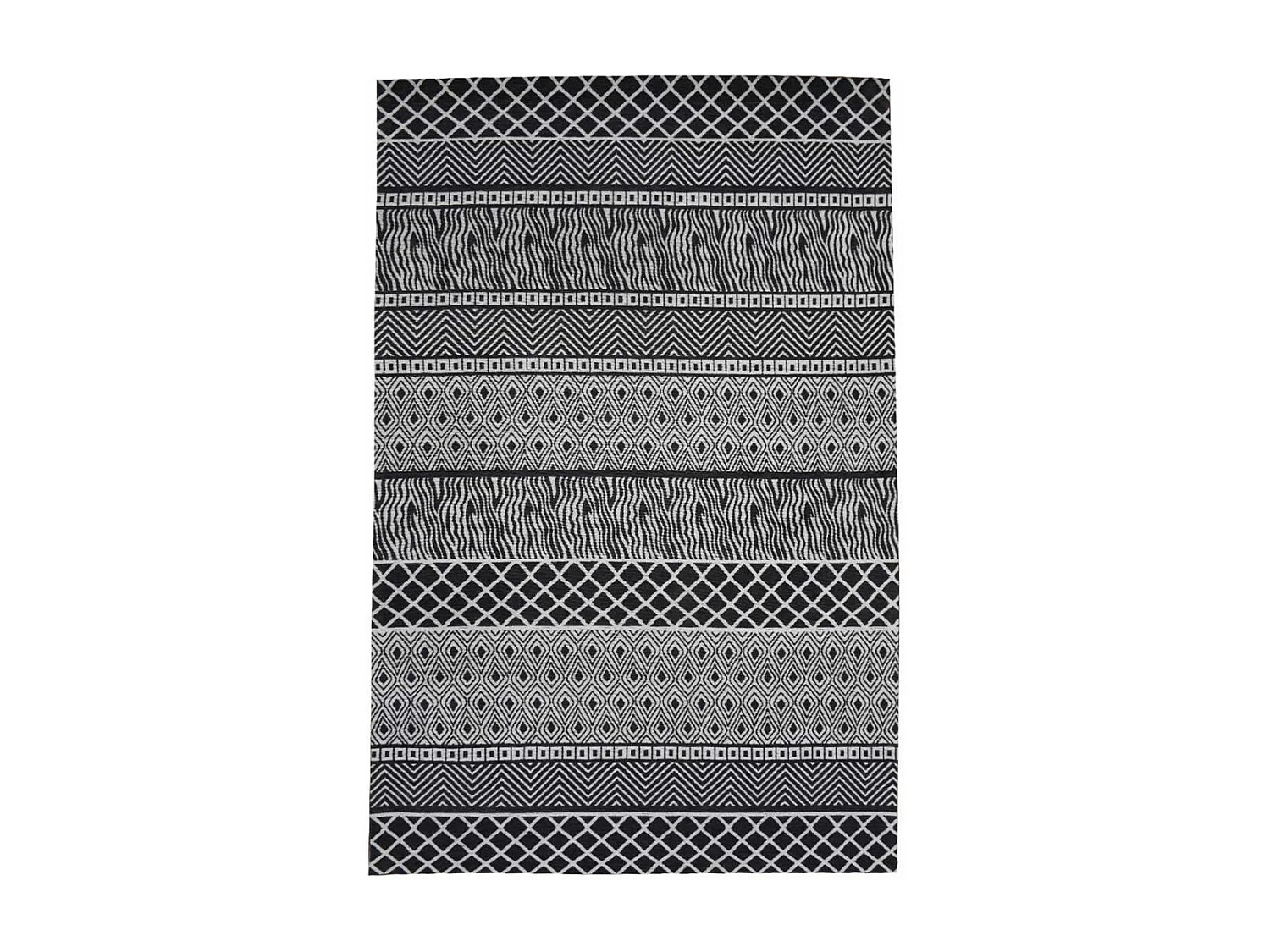 tapis salon 170x240 fait à la main gris rectangle motif ethnique ZIGZOU