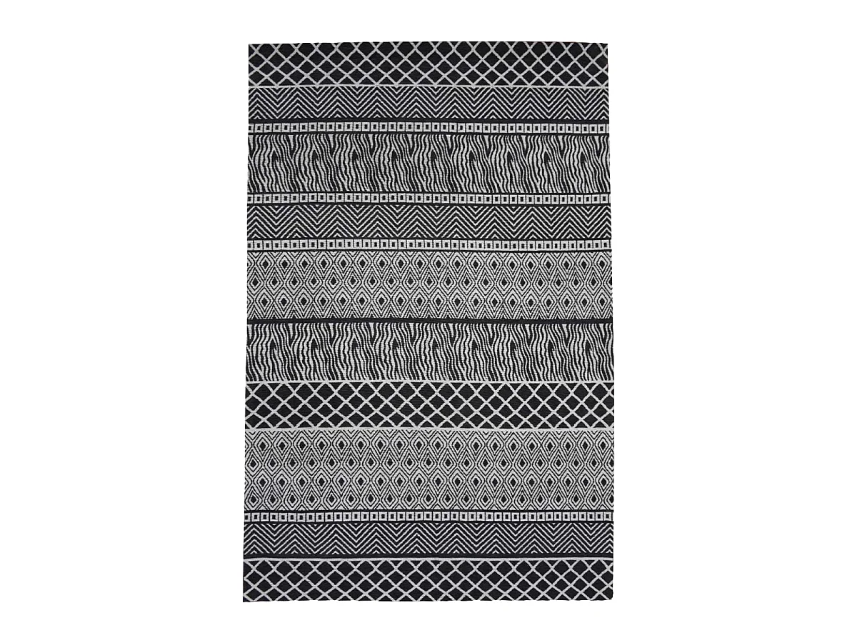 tapis salon 170x240 fait à la main gris rectangle motif ethnique ZIGZOU