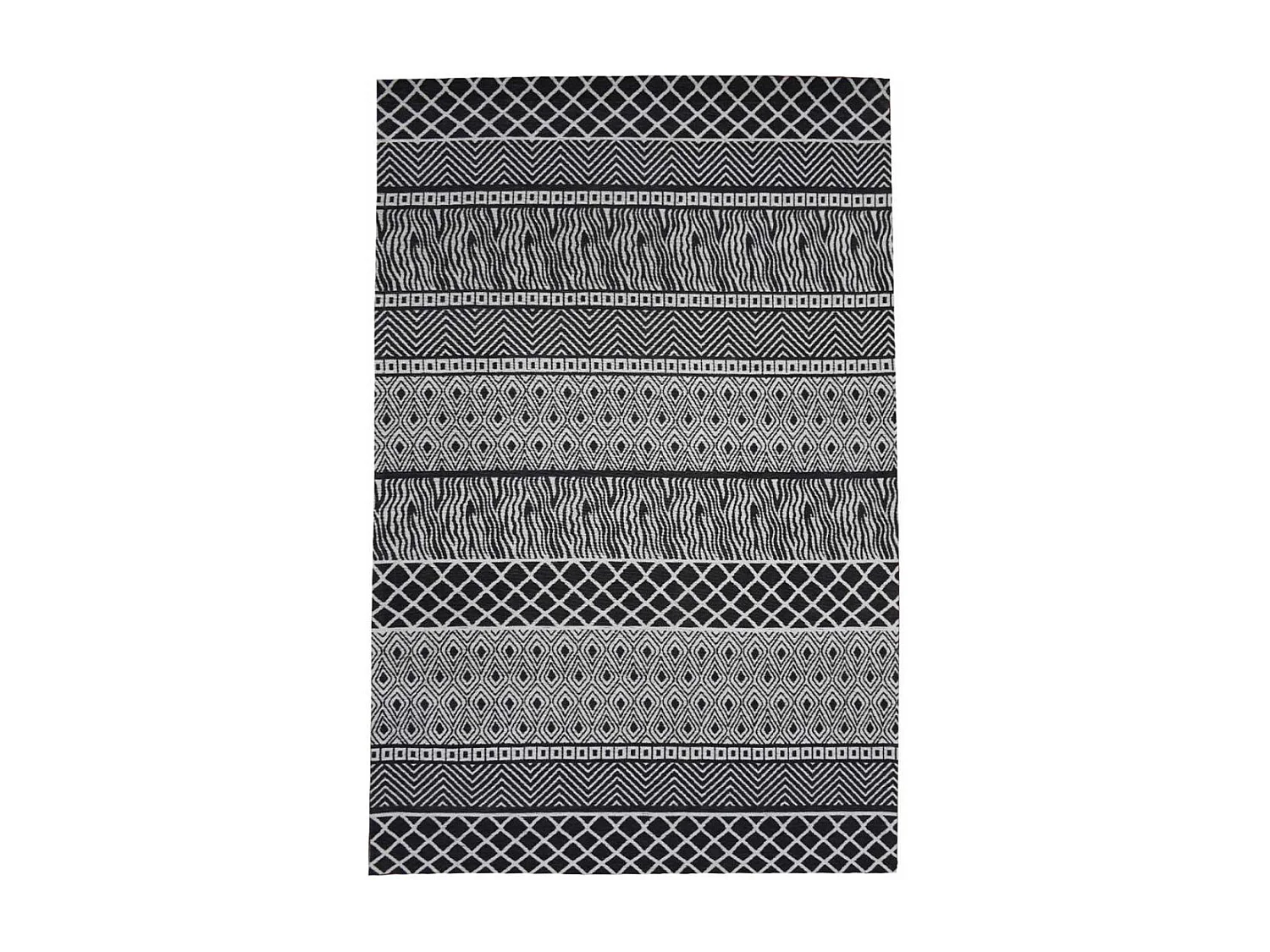 tapis salon 170x240 fait à la main gris rectangle motif ethnique ZIGZOU