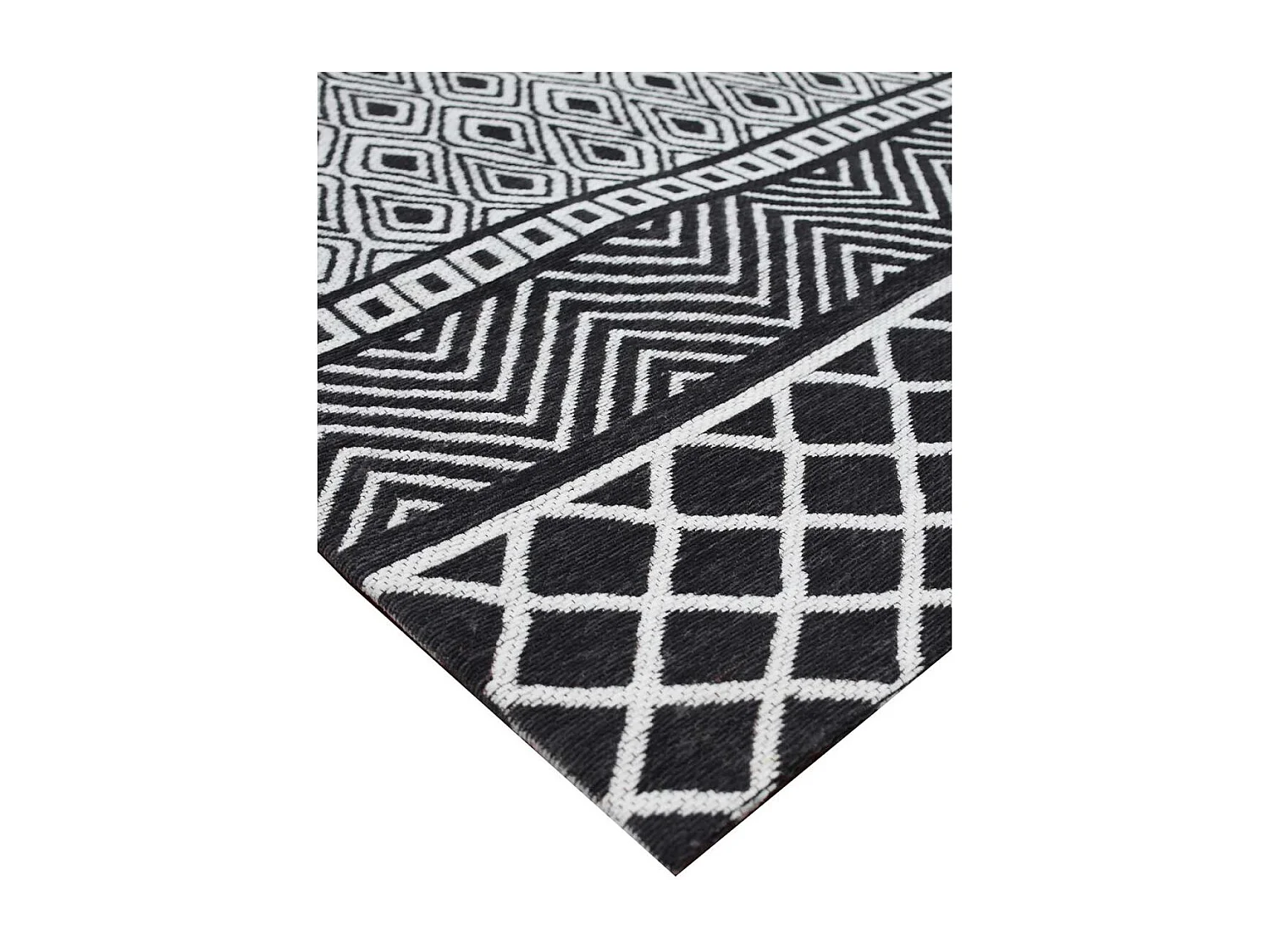 tapis salon 170x240 fait à la main gris rectangle motif ethnique ZIGZOU