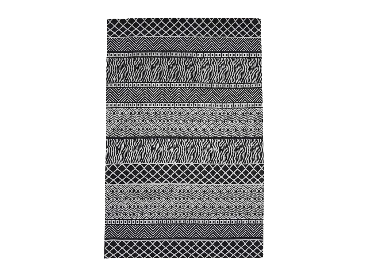 tapis salon 170x240 fait à la main gris rectangle motif ethnique ZIGZOU