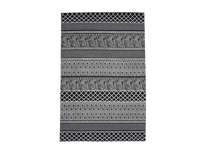 tapis salon 170x240 fait à la main gris rectangle motif ethnique ZIGZOU