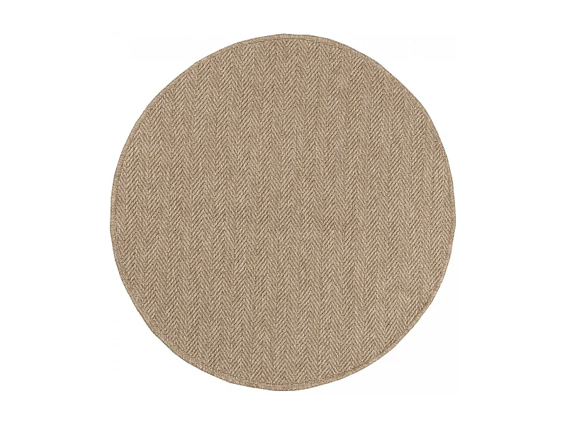 Tapis extérieur Ø120cm rond tissé kilim beige JUTE ART 4