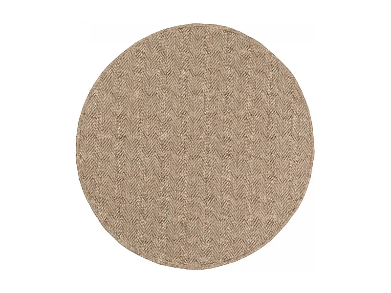 Tapis extérieur Ø120cm rond tissé kilim beige JUTE ART 4