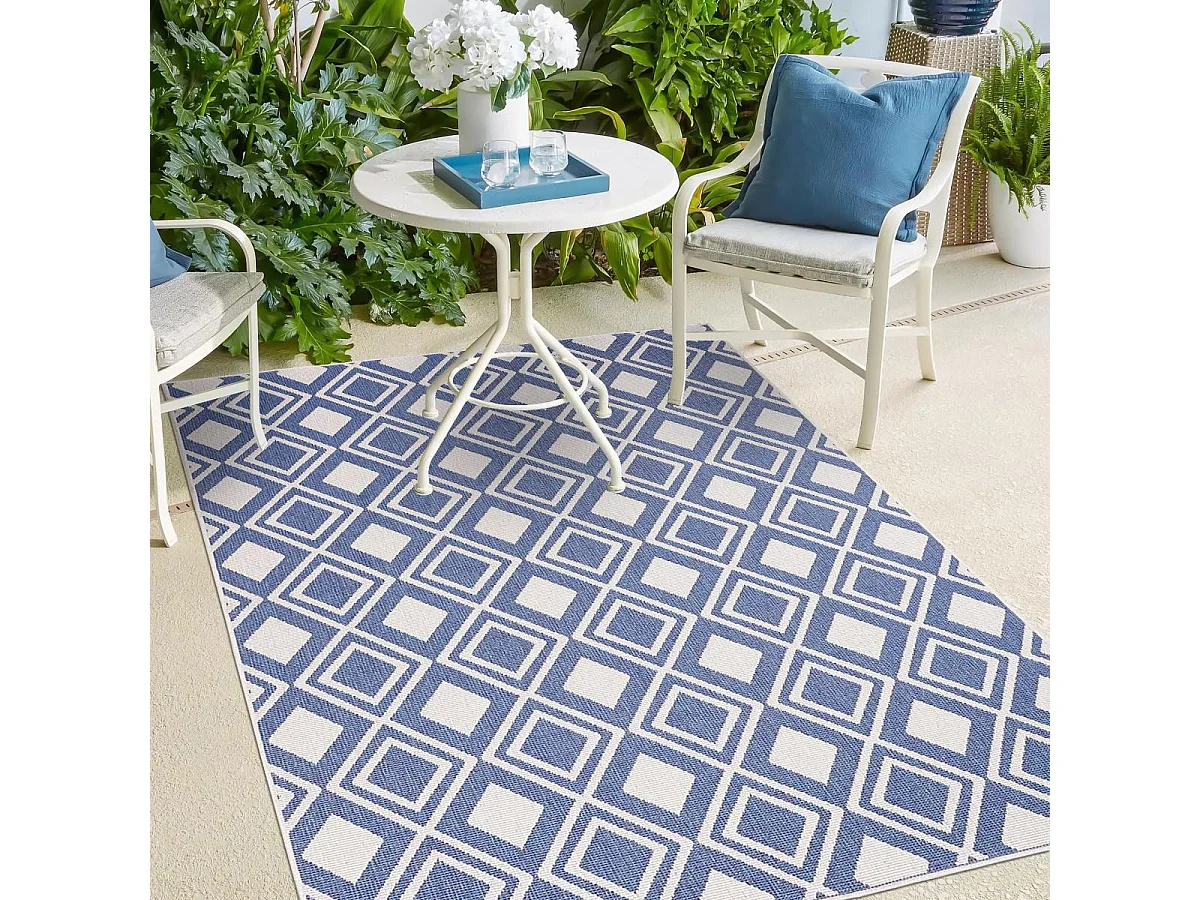 Tapis extérieur, kilim reversible 60x110 LYN2 Y REVERSIBLE bleu