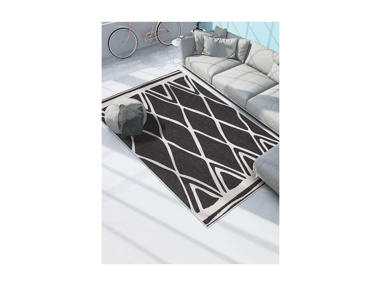 Tapis extérieur, kilim reversible 80x150 LYN2 F REVERSIBLE  crème