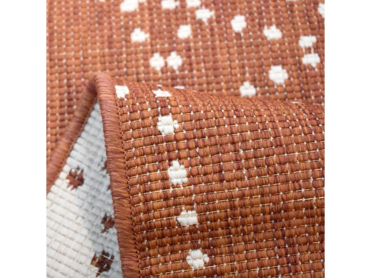 Tapis extérieur, kilim reversible 120x170 LYN2 BJ REVERSIBLE Terracotta et blanc