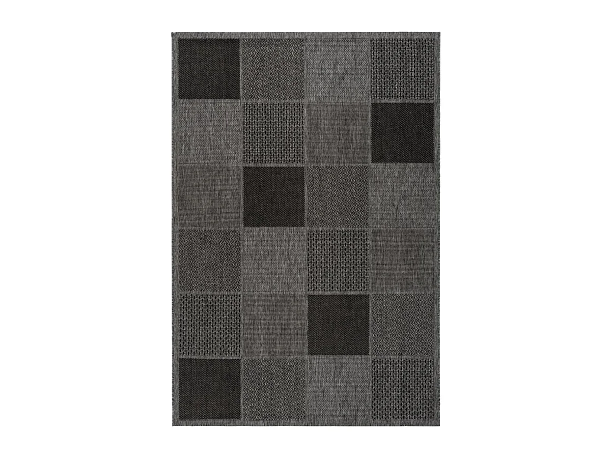 Tapis extérieur 200x290 tissé kilim gris clair et gris foncé clair LYN45 SUNSAU 5
