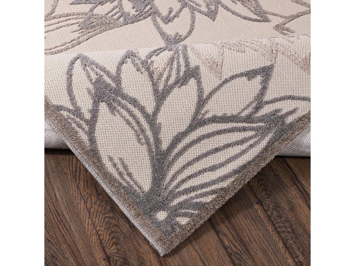 Tapis rond d'extérieur Ø200cm tissé kilim marron et crème CHIMEKO